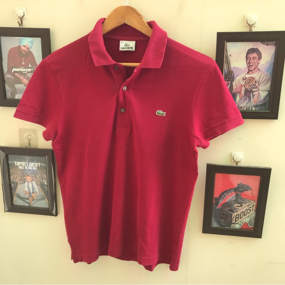 Maroon Lacoste polo tee (S) - Picture 4 of 6